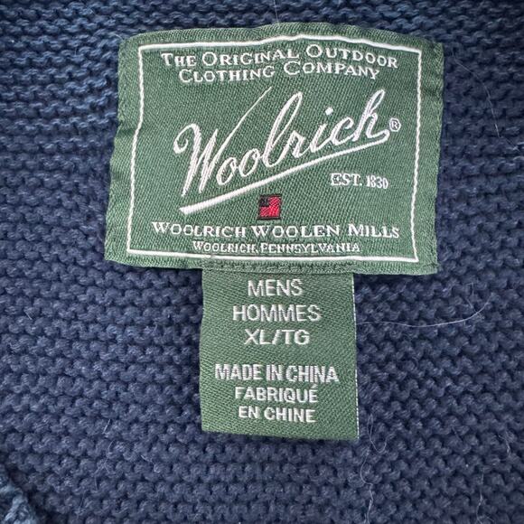 Y2K/90s Vintage Woolrich Mens Cotton Geometric Pattern Navy Sweater Size XL - Picture 4 of 7